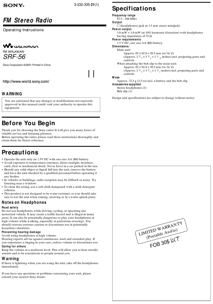 Sony SRF-56 Marketing operating instructions
