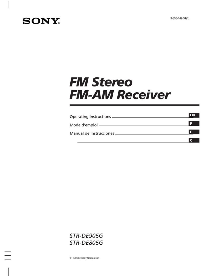 Sony STR-DE805G - Fm/am Stereo Receiver operating instructions