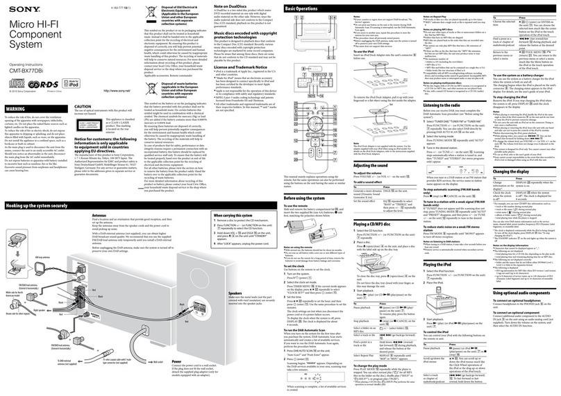 Sony 4-183-777-12(1) operating instructions