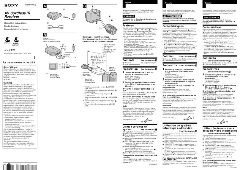 Sony Operating Instructions IFT-R20 operating instructions