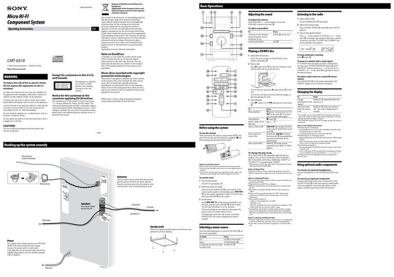 Sony CMT-GS10 operating instructions