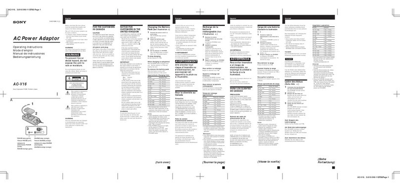 Sony AC-V16 operating instructions
