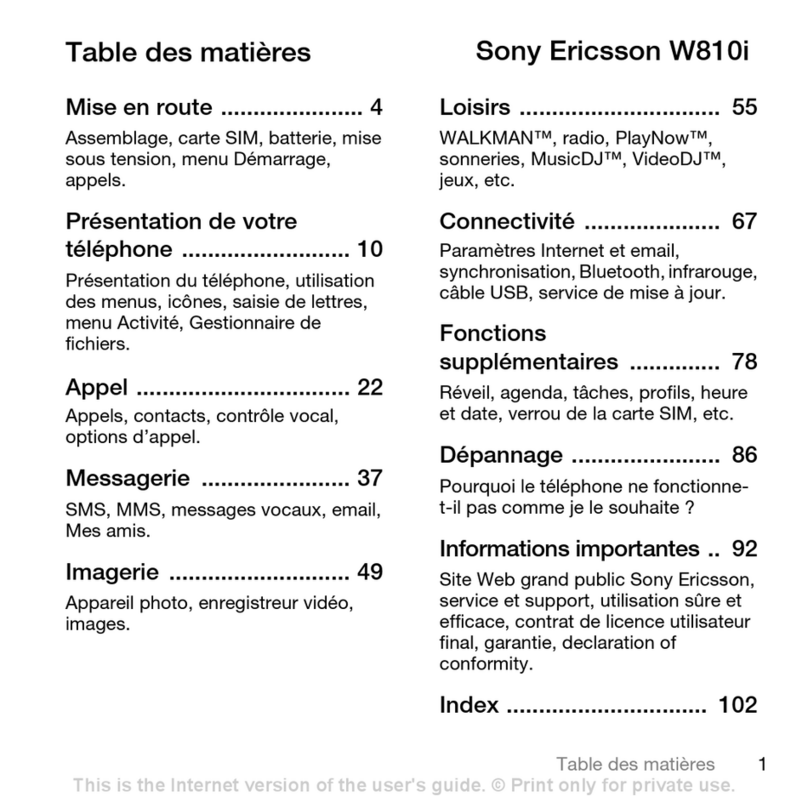 Sony Ericsson Walkman W810i Quick start guide