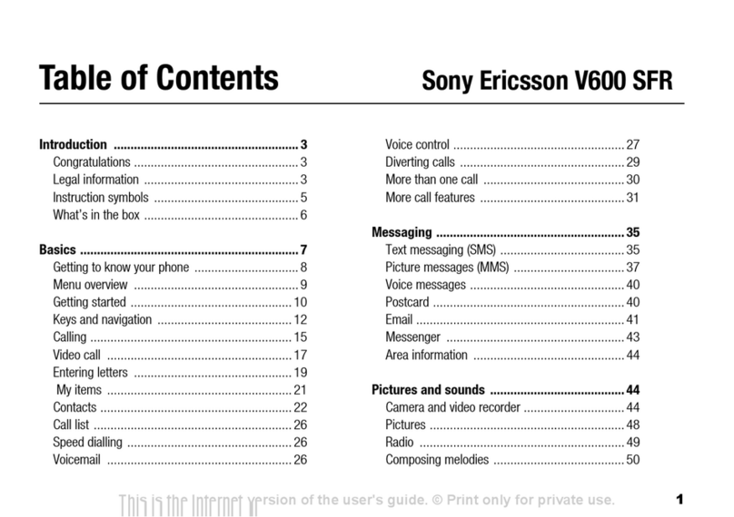 Sony Ericsson V600 SFR User manual