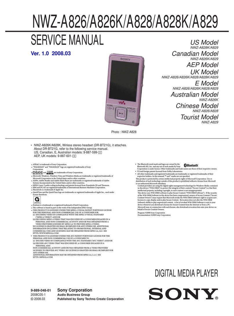 Sony Walkman NWZ-A826 User manual