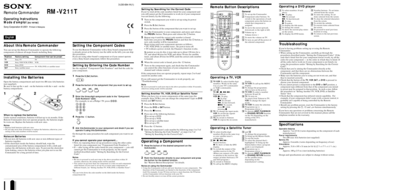 Sony RM-V211T User manual