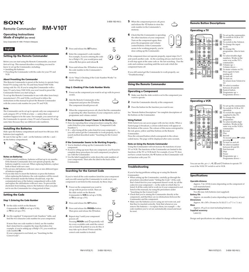 Sony RM-V10T User manual