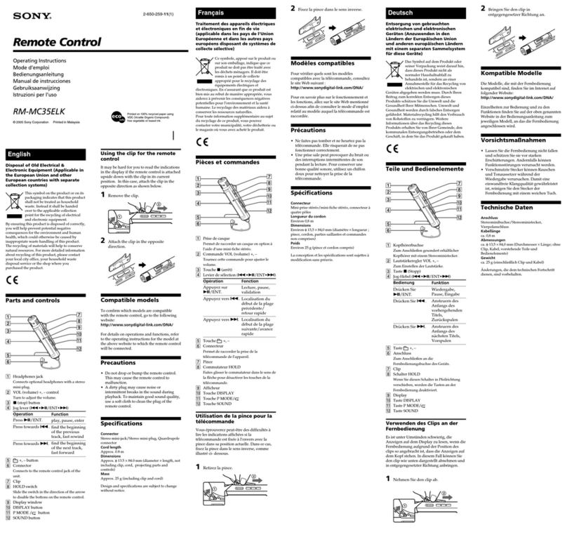Sony RM-MC35ELK User manual