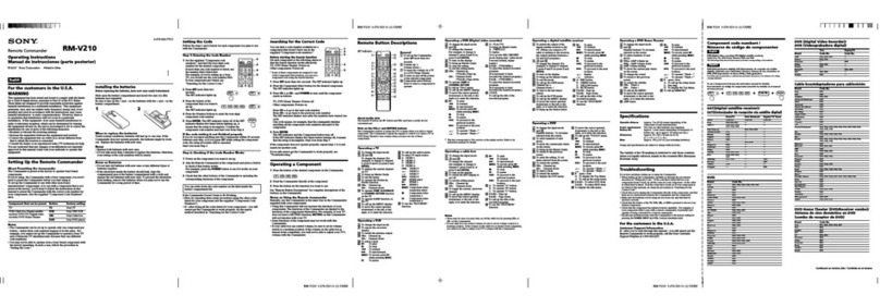 Sony RM-V210 - Universal Remote Instruction Manual