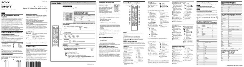 Sony RM-V210 - Universal Remote User manual Sony RM-V210 - Universal Remote User manual