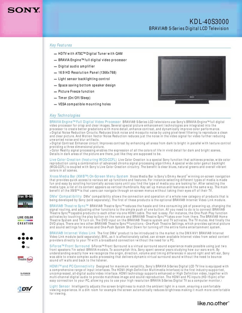 Sony KDL-40S3000 - Bravia - S-series 40" Digital Lcd... User manual