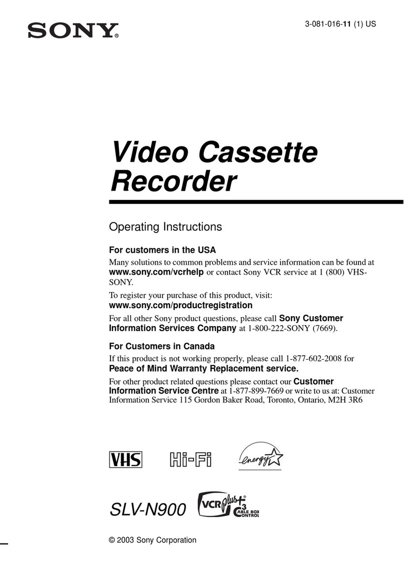 Sony SLV-N900 - 4 Head Hi-fi Stereo Vhs Video Cassette... User manual