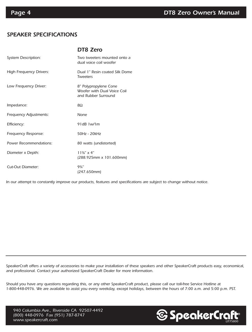 SpeakerCraft DT8 ZERO User manual
