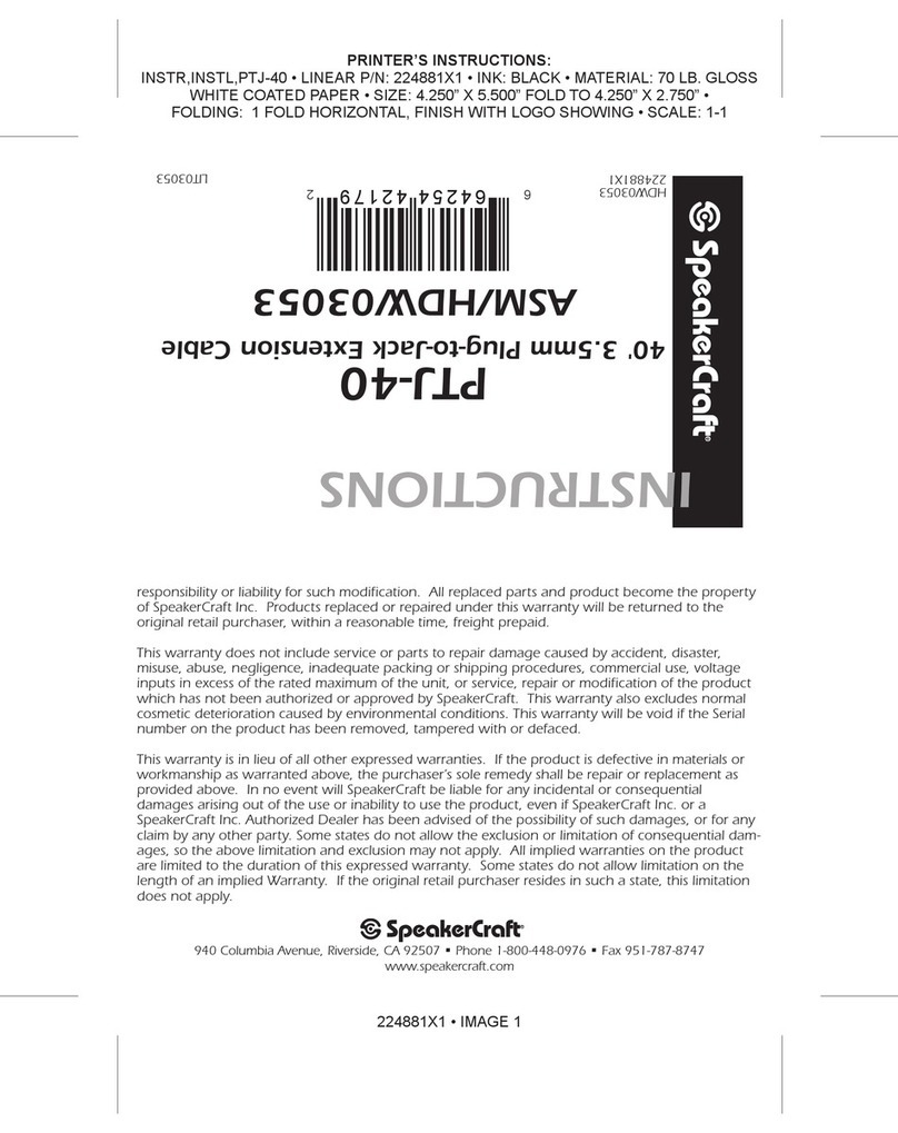 SpeakerCraft PTJ-40 instructions