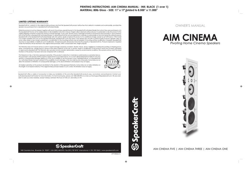 SpeakerCraft Home Theater System User manual