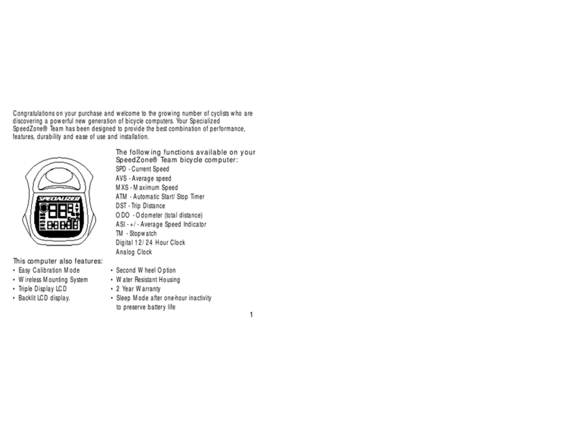 Specialized Speedzone Pro Cyclocomputer User manual