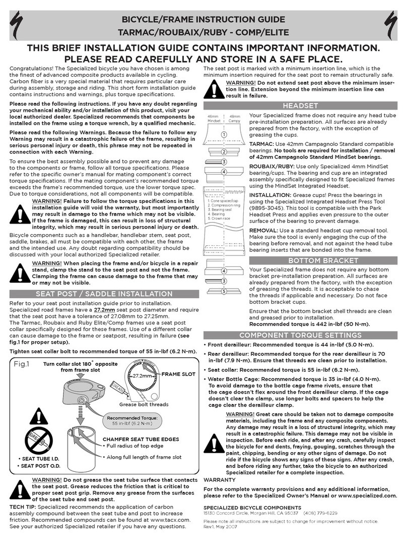 Specialized Roubaix Instruction guide