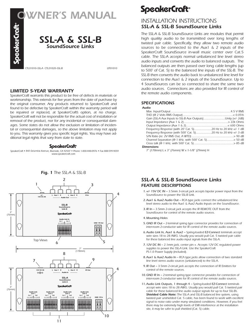 SpeakerCraft SSL-A owner's manual