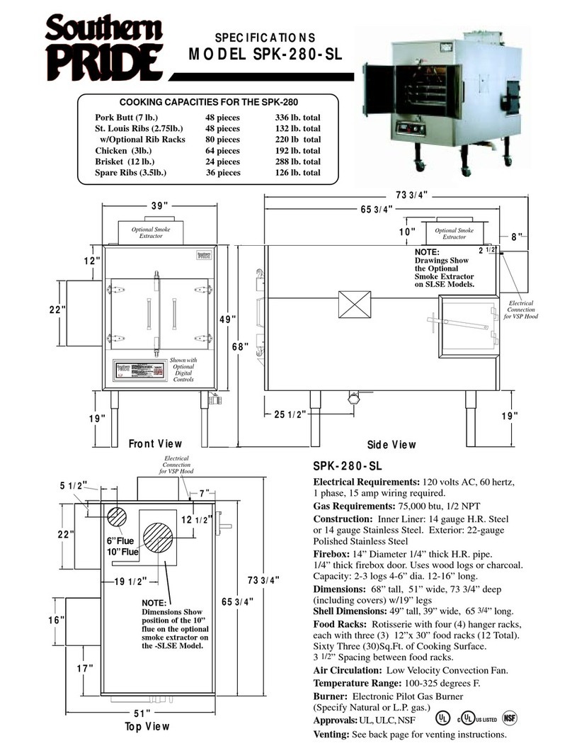 Southern Pride SPK-280-SL Specification sheet