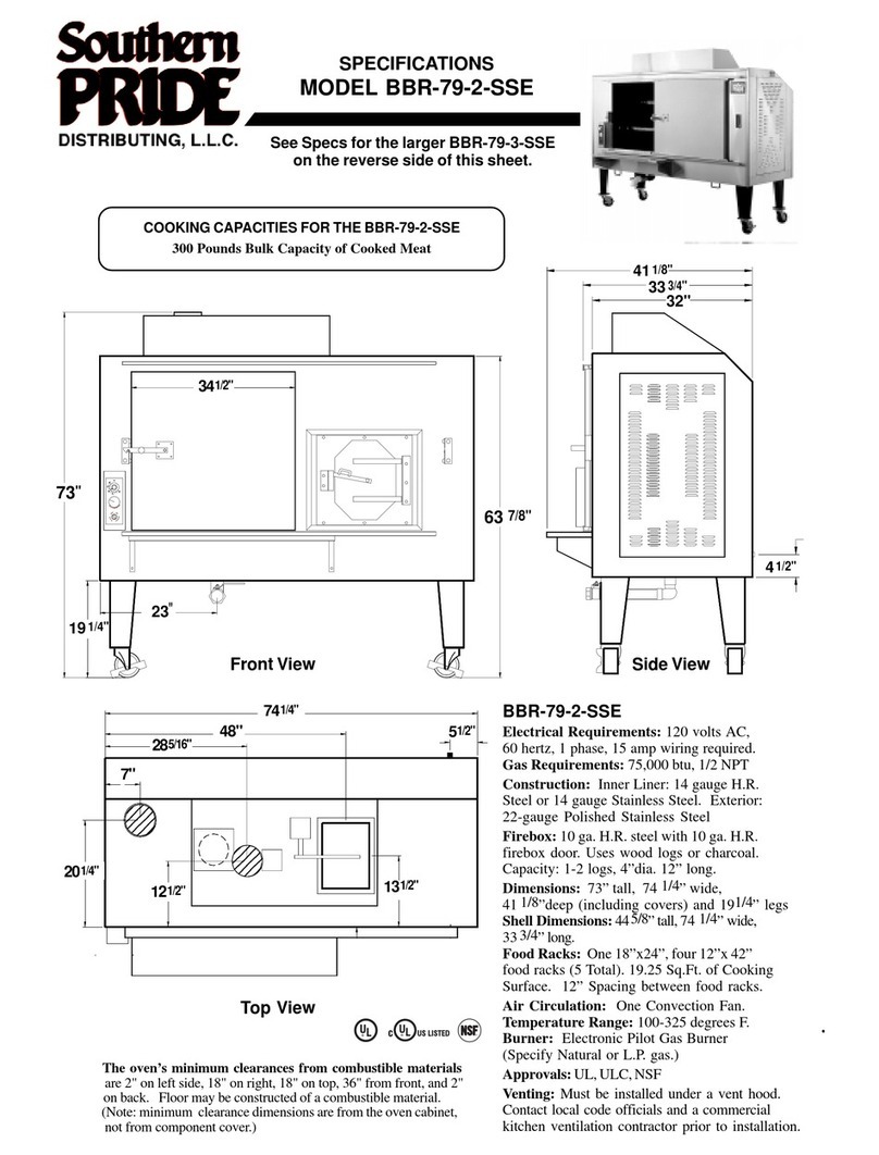 Southern Pride BBR-79-2-SSE Specification sheet
