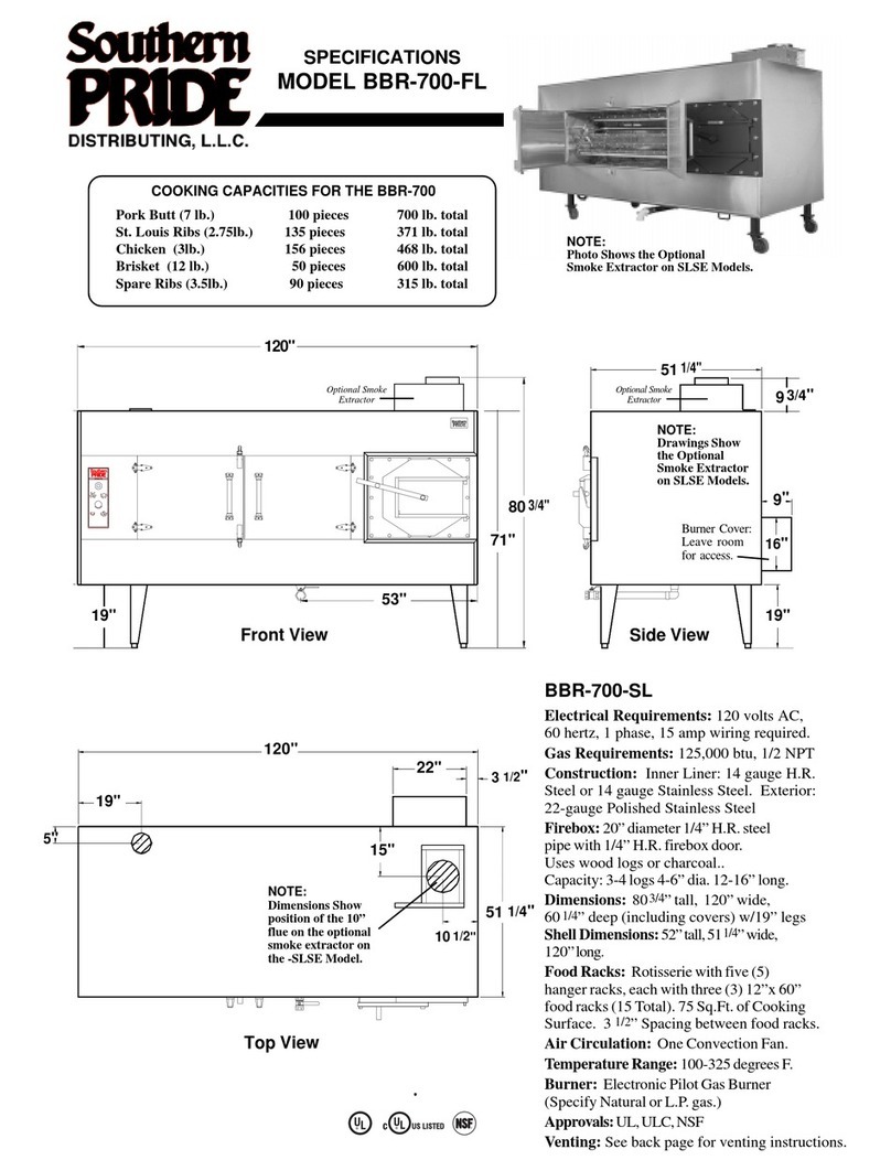 Southern Pride BBR-700-FL Specification sheet