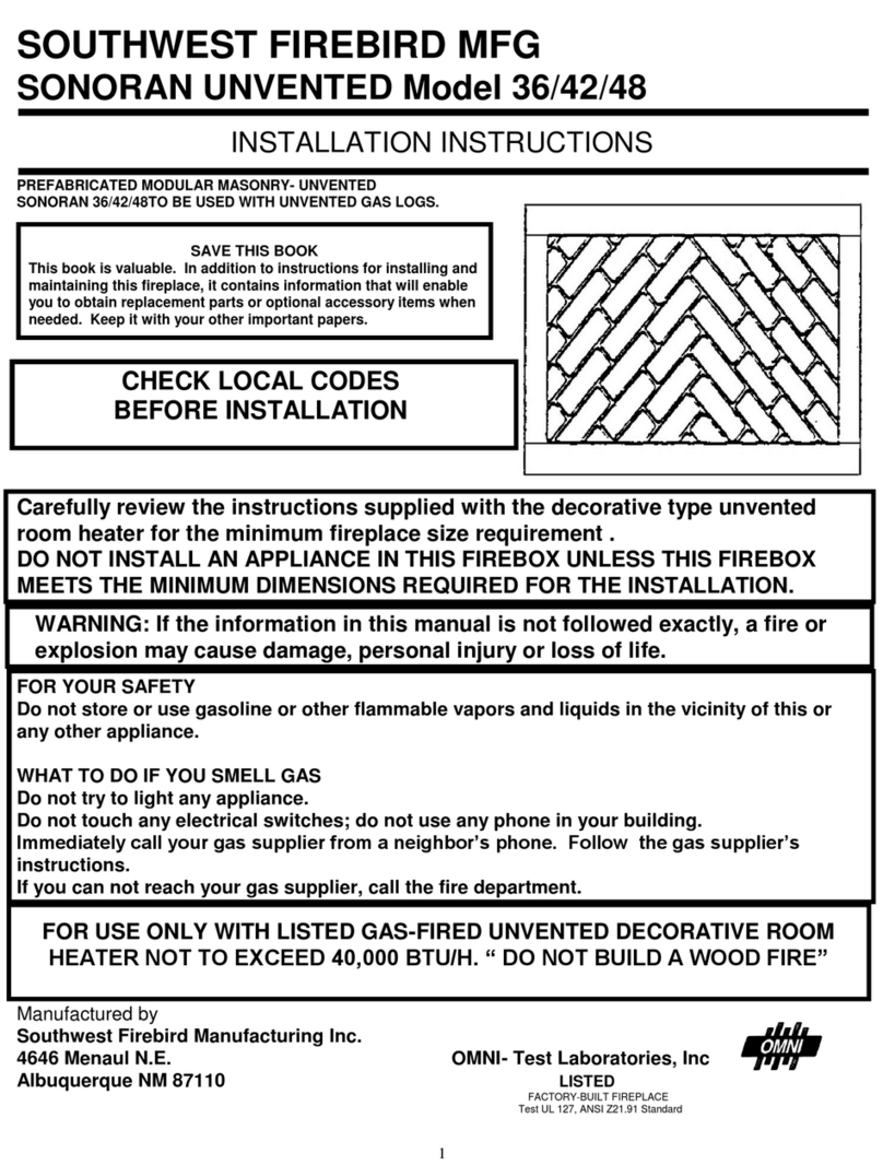 Southwest Firebird Sonoran Unvented 36 installation instructions Southwest Firebird Sonoran Unvented 36 installation instructions