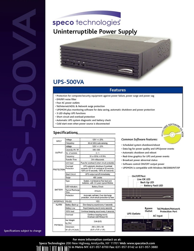 Speco UPS-500VA Specifications