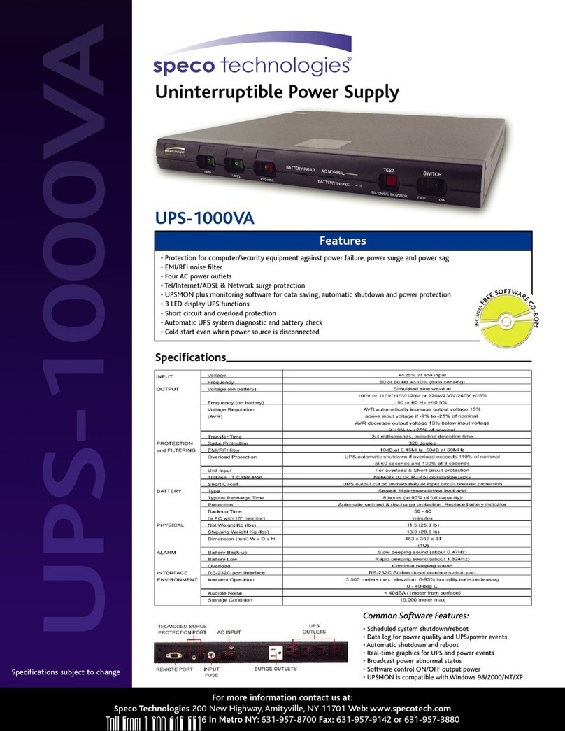 Speco UPS-1000VA Specifications