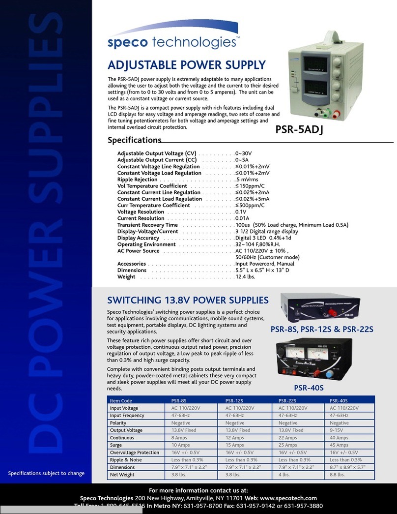 Speco PSR-12S Specification sheet