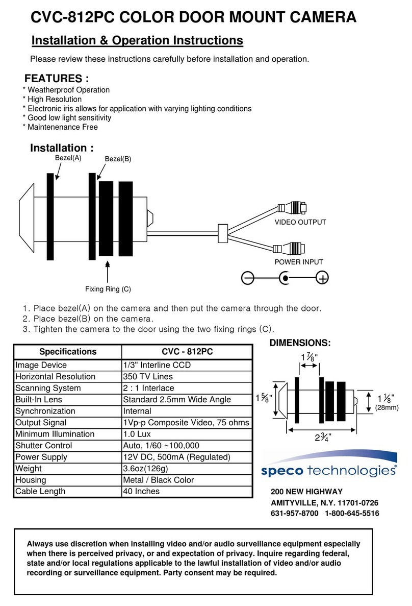 Speco CVC-812PC Installation & operation instructions