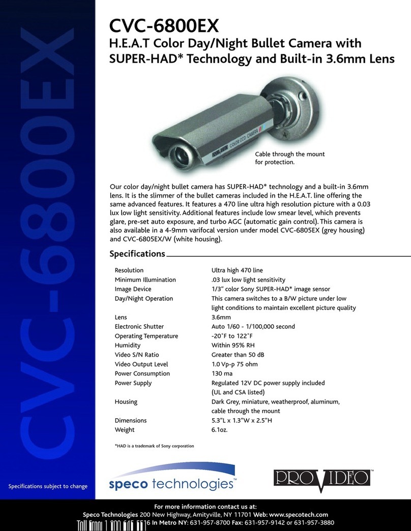Speco ProVideo CVC-6800EX Specification sheet