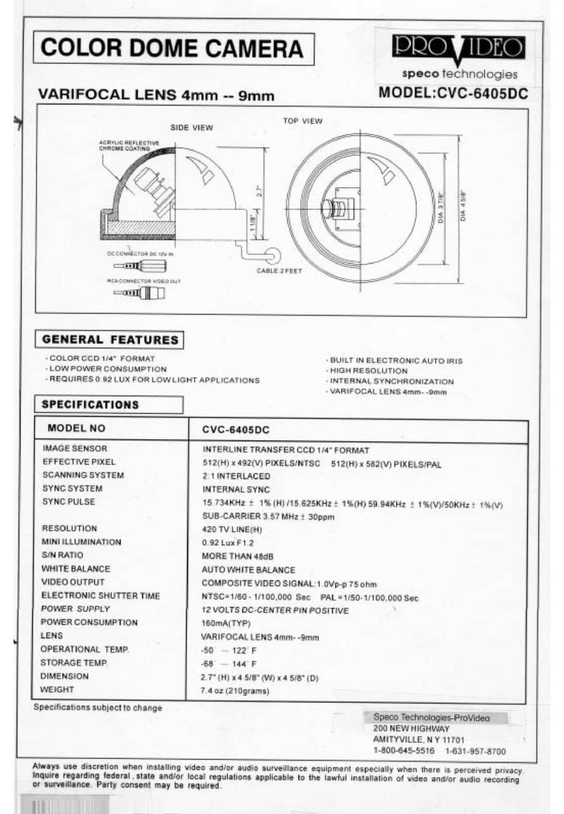 Speco PROVIDEO CVC-6405DC User manual Speco PROVIDEO CVC-6405DC User manual