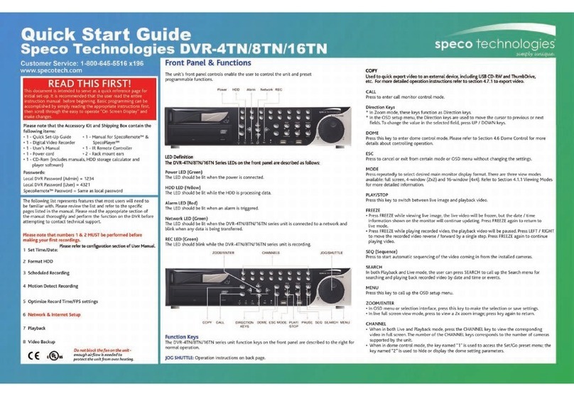 Speco DVR-4TN Series User manual Speco DVR-4TN Series User manual