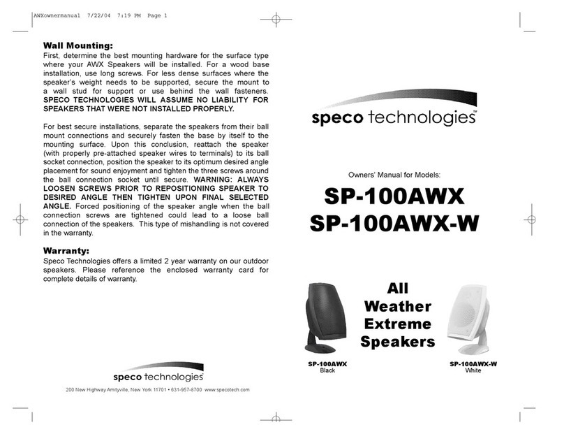Speco SP-100AWX-W owner's manual