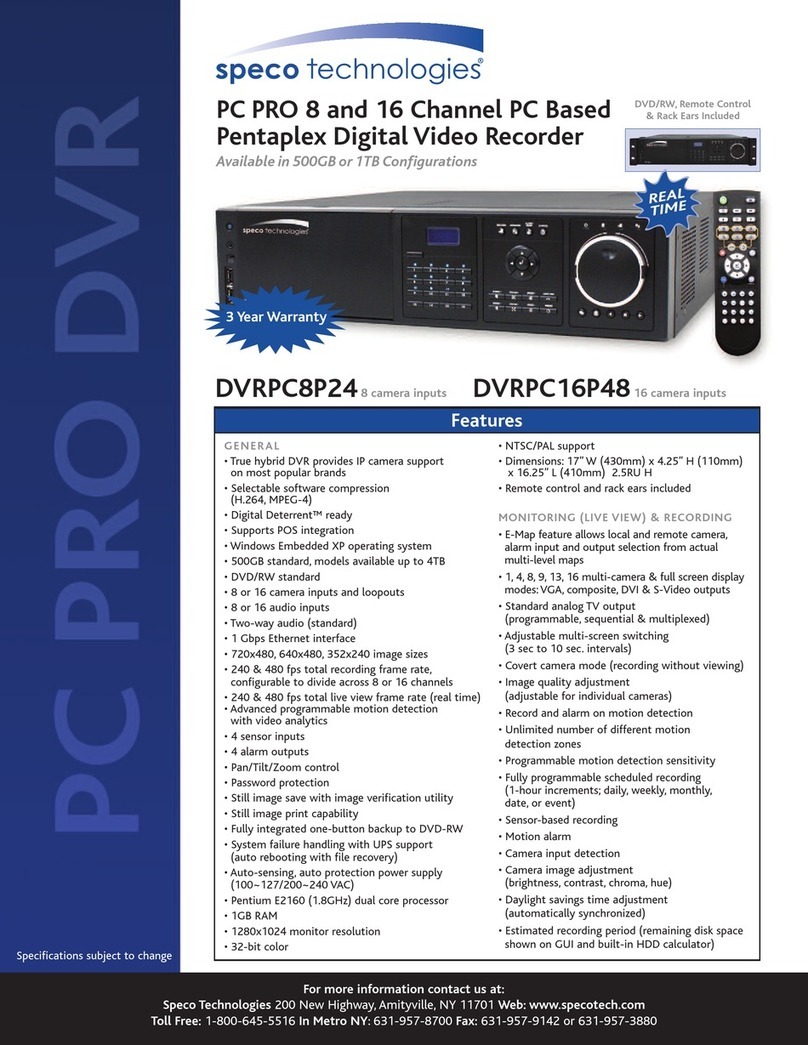 Speco DVRPC16P48 User manual