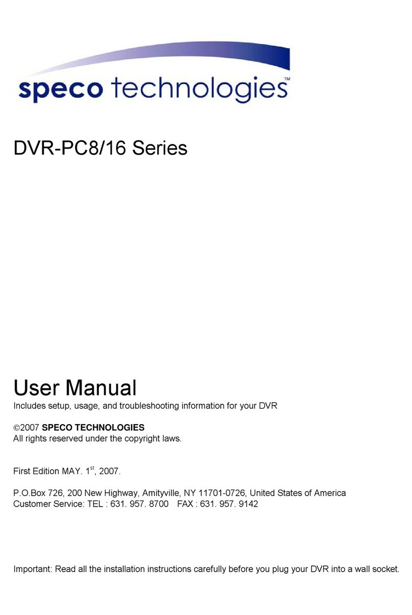 Speco DVR-PC8 Series User manual