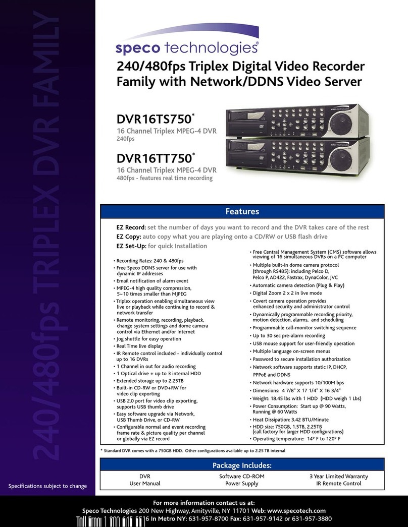 Speco DVR16TS750 User manual
