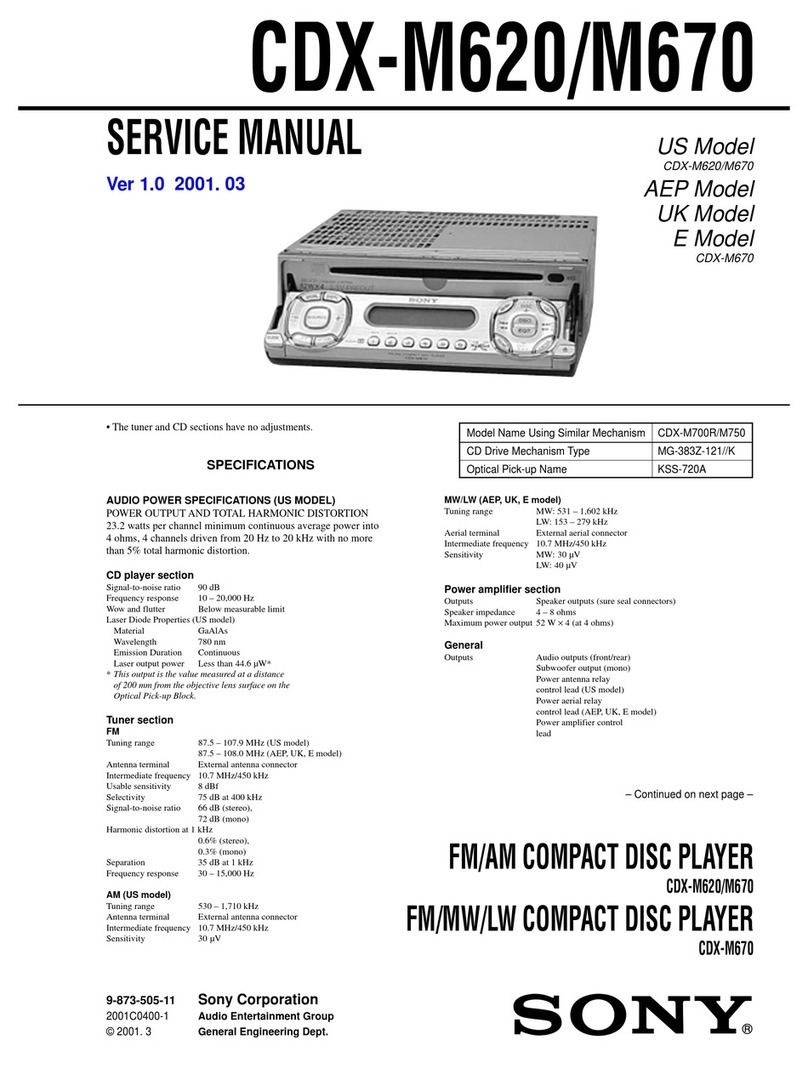 Sony CDX-M620 - Fm/am Compact Disc Player Service manual