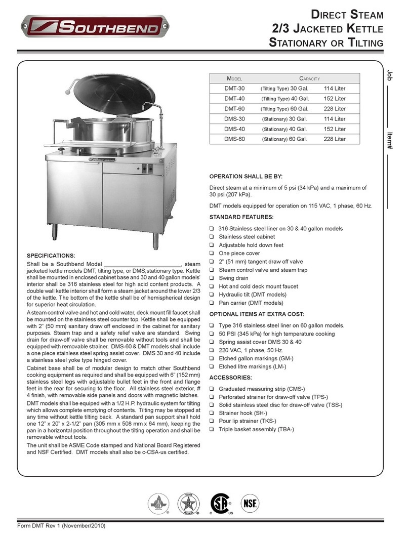 Southbend DMT-30 Specification sheet