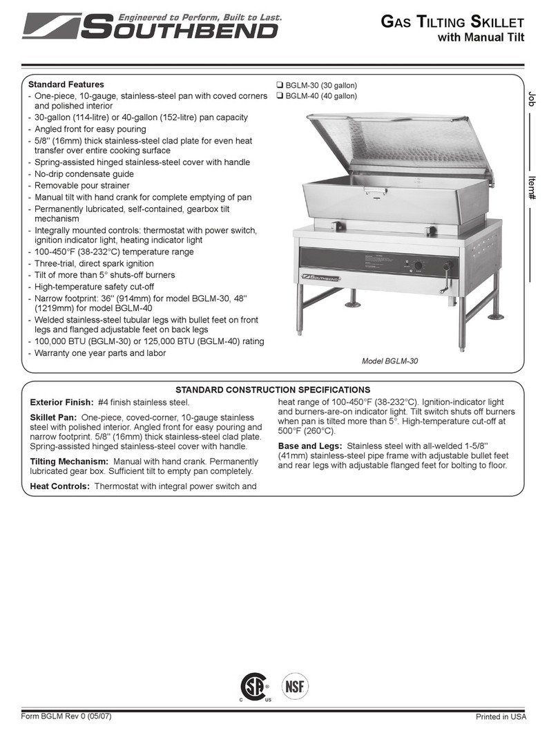 Southbend BGLM-30 Specification sheet