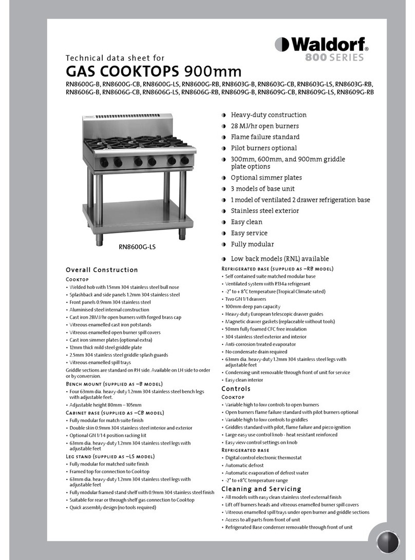 Moffat WALDORF RN8600G-B Technical data sheet Moffat WALDORF RN8600G-B Technical data sheet