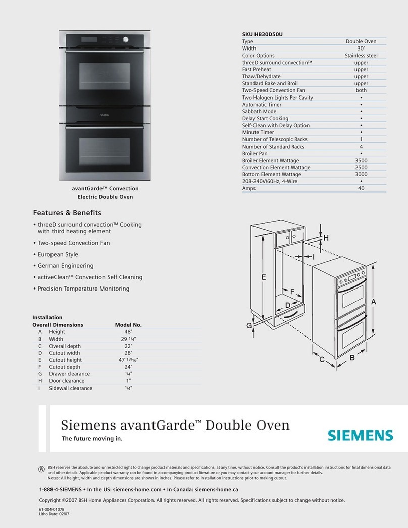 Siemens avantGarde SKU HB30D50U features and benefits