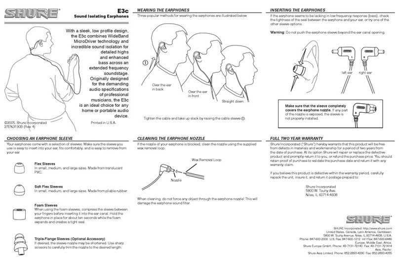 Shure E3c user manual