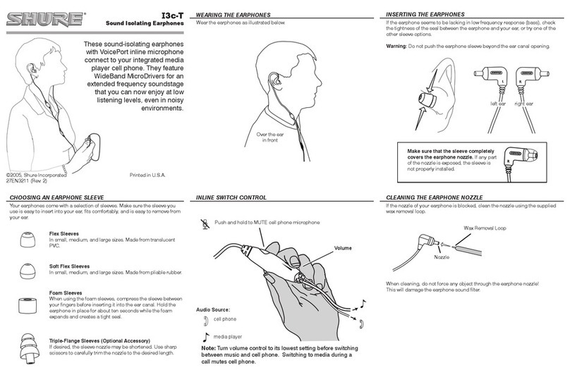 Shure i3c-t user manual