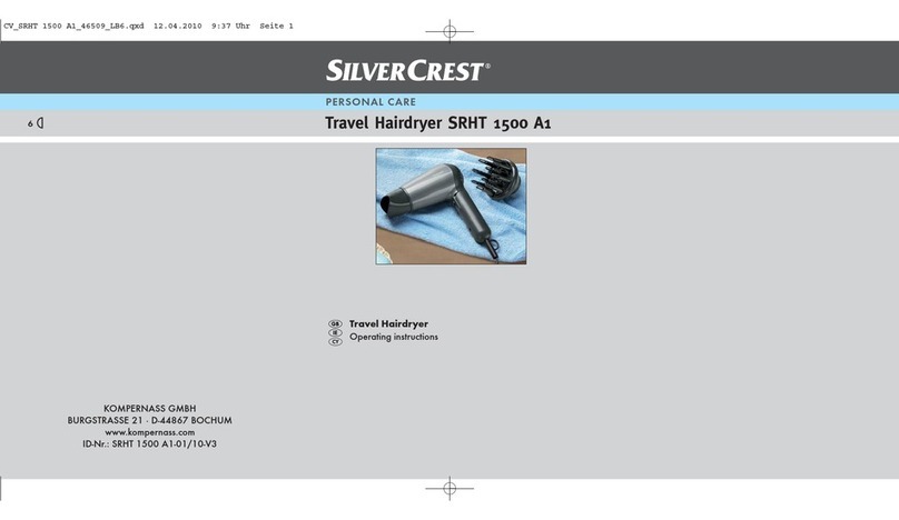 Silvercrest TRAVEL HAIRDRYER SRHT 1500 A1 User manual