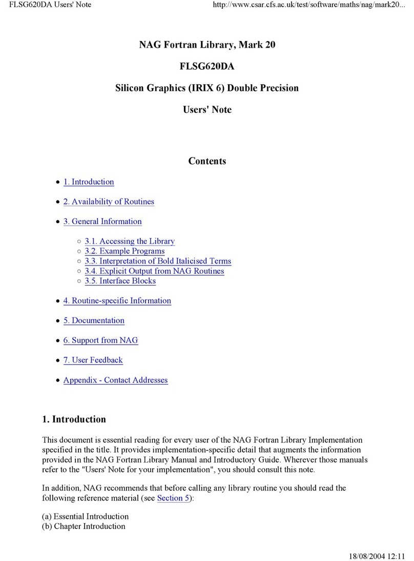 NAG SILICON GRAPHICS (IRIX 6) DOUBLE PRECISION... user manual NAG SILICON GRAPHICS (IRIX 6) DOUBLE PRECISION... user manual