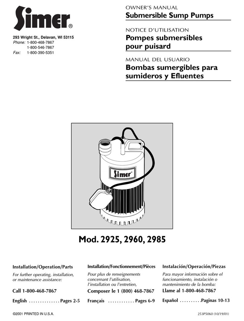 Simer 2925 User manual
