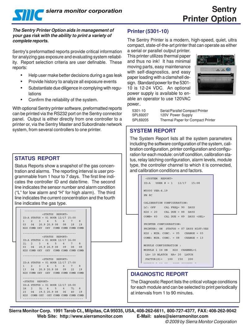 Sierra Monitor Corporation Sentry 5301-10 Specification sheet
