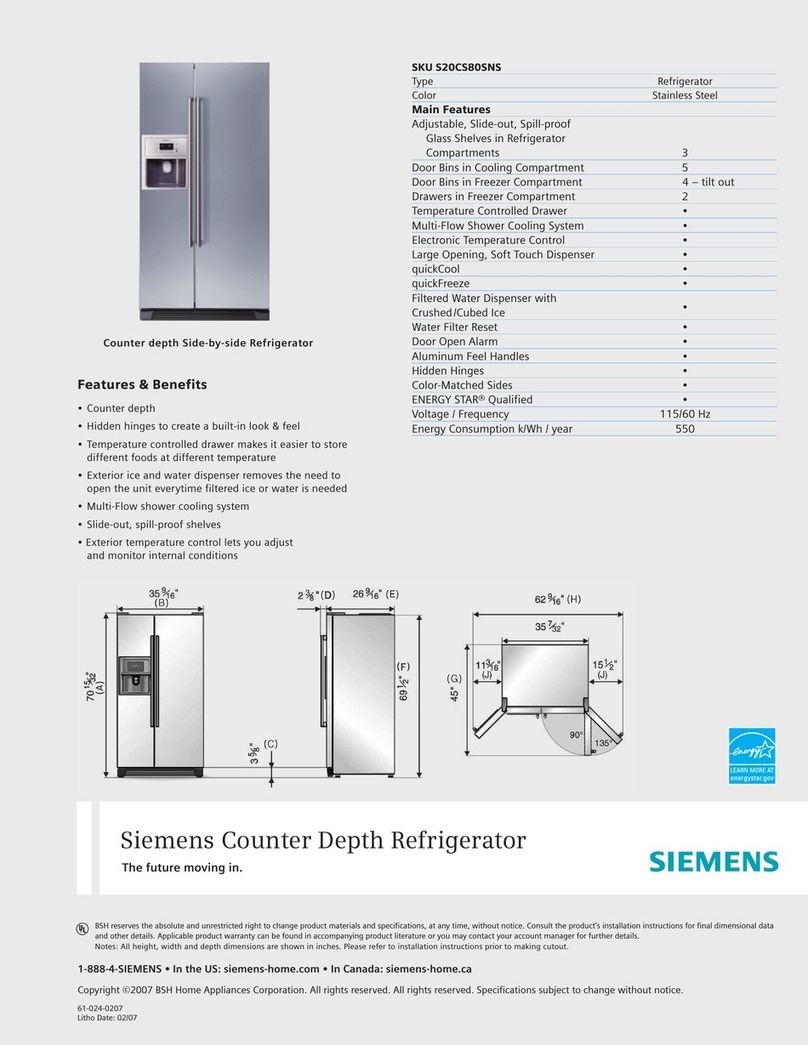 Siemens SKU S20CS80SNS User manual