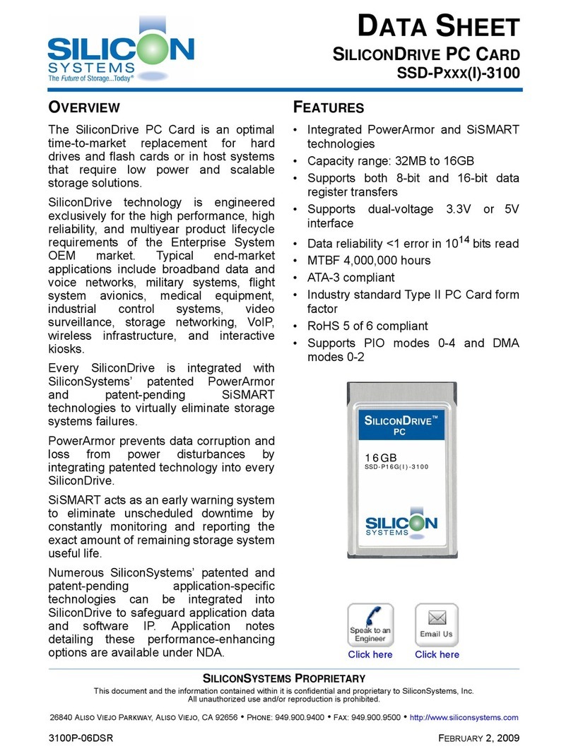 Silicon Systems SiliconDrive SSD-P16G(I)-3100 datasheet Silicon Systems SiliconDrive SSD-P16G(I)-3100 datasheet